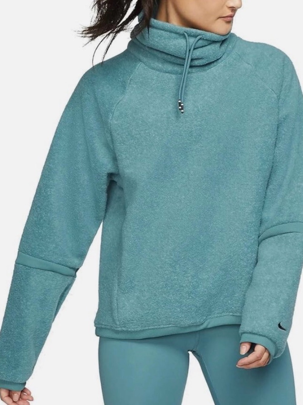 Nike Women’s Loose Fit Therma Training Fleece Mineral Teal Pullover Size M